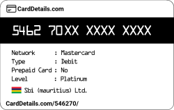 Card Details: 546270