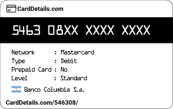 Card Details: 546308