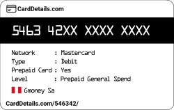 Card Details: 546342