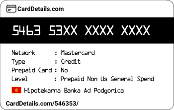 Card Details: 546353
