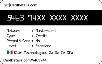 Card Details: 546394