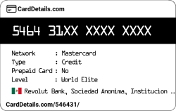 Card Details: 546431