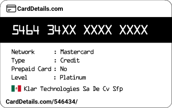Card Details: 546434