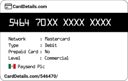Card Details: 546470