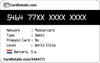 Card Details: 546477