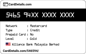 Card Details: 546594