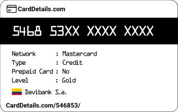 Card Details: 546853