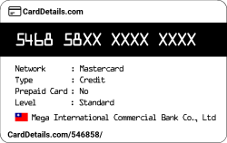 Card Details: 546858
