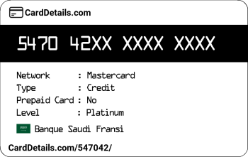 Card Details: 547042
