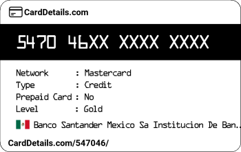 Card Details: 547046