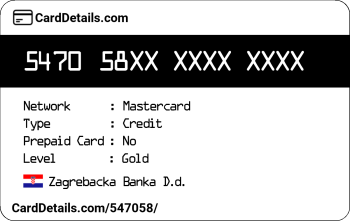 Card Details: 547058