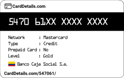 Card Details: 547061
