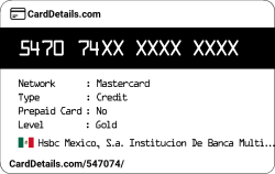 Card Details: 547074