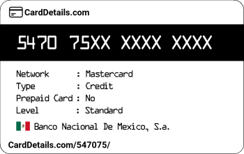 Card Details: 547075