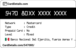 Card Details: 547080