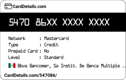 Card Details: 547086