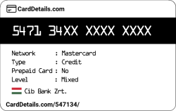 Card Details: 547134