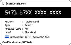 Card Details: 547167