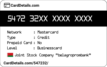 Card Details: 547232