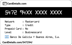 Card Details: 547294
