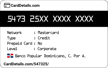 Card Details: 547325