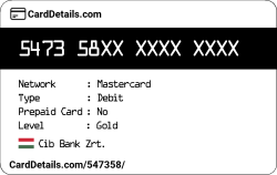 Card Details: 547358