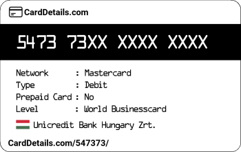 Card Details: 547373