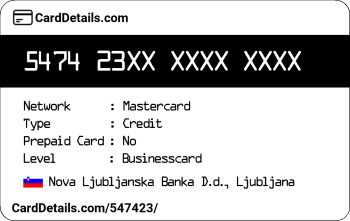 Card Details: 547423