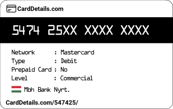 Card Details: 547425