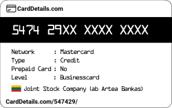 Card Details: 547429