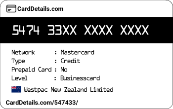 Card Details: 547433