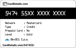 Card Details: 547455