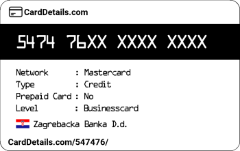 Card Details: 547476