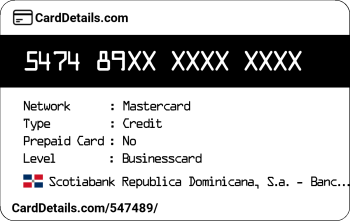 Card Details: 547489