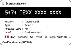 Card Details: 547492