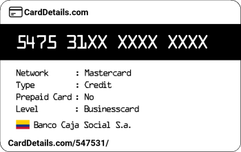Card Details: 547531