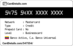 Card Details: 547554
