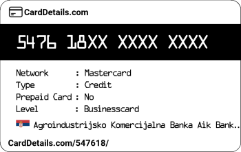 Card Details: 547618