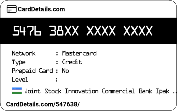 Card Details: 547638