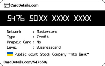 Card Details: 547650