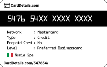 Card Details: 547654