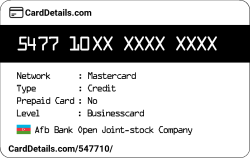 Card Details: 547710
