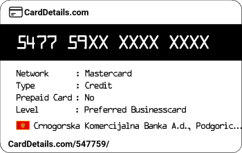 Card Details: 547759
