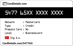 Card Details: 547765