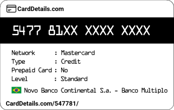 Card Details: 547781