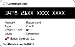Card Details: 547821