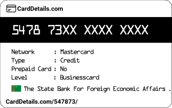 Card Details: 547873