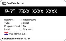 Card Details: 547973