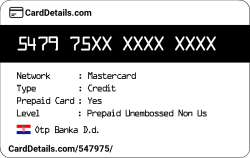 Card Details: 547975
