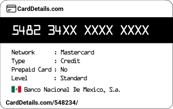Card Details: 548234